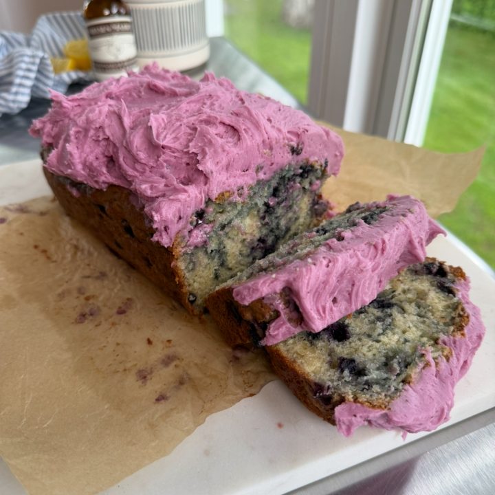 Wild Blueberry Loaf Cake with Blueberry Buttercream