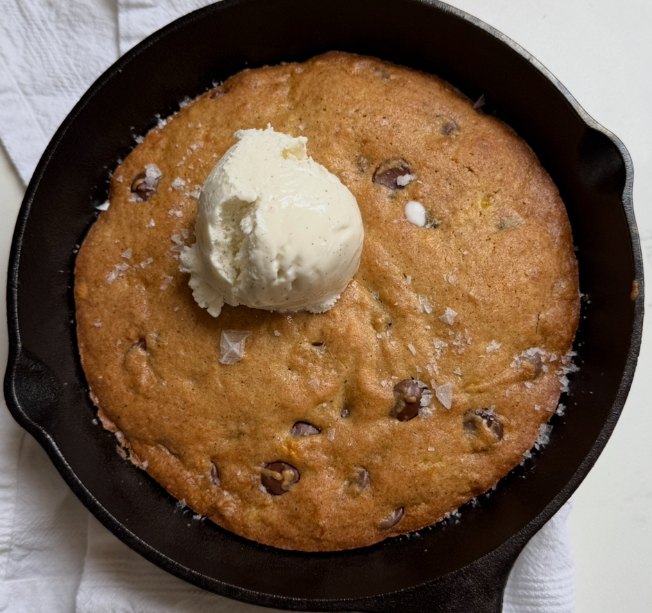 Brown Butter Banana Chocolate Chip Skillet Cookie featured image