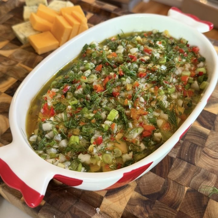 Dill Pickle Marinated Layered Cheese