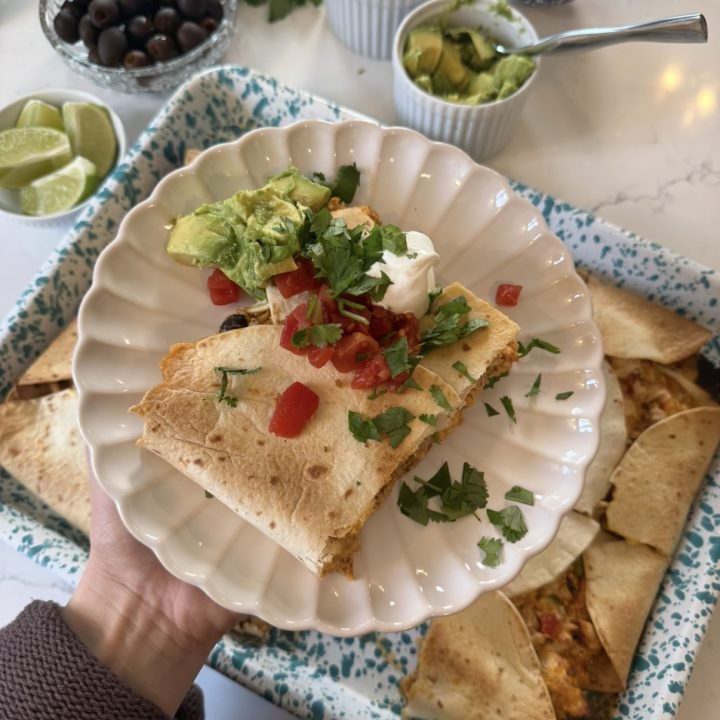 Sheet Pan Creamy Chicken Quesadillas